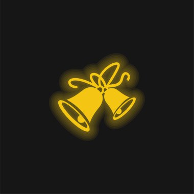 Bells yellow glowing neon icon clipart