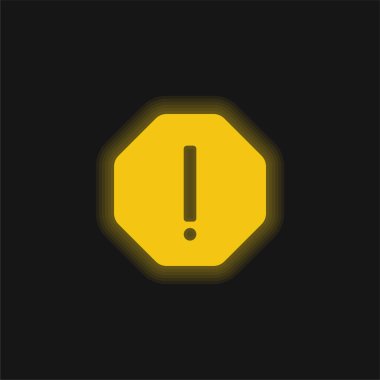 Attention yellow glowing neon icon clipart