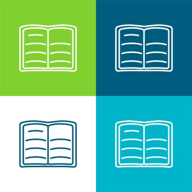 Book Of Text Opened Outline Flat four color minimal icon set clipart