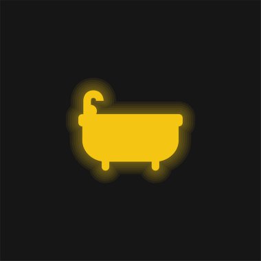 Bathtube yellow glowing neon icon clipart