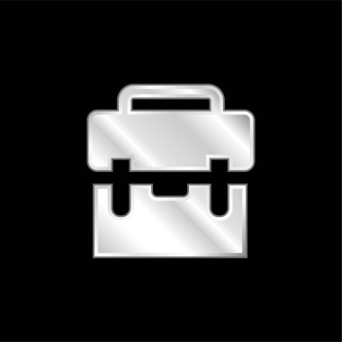 Siyah bavul gümüş kaplama metalik simge