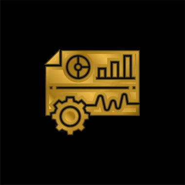 Analiz altın kaplama metalik simge veya logo vektörü