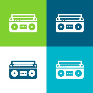 Denetimli ve Ayarlı Boom Kutusu Düz 4 renk minimal simgesi seti