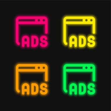 Dört renk parlayan neon vektör simgesi ekle