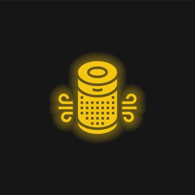 Air Purifier yellow glowing neon icon clipart