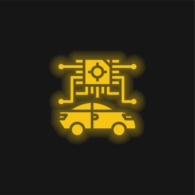 Yapay Zeka sarı parlak neon simgesi