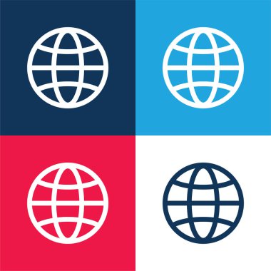 Big Globe blue and red four color minimal icon set clipart