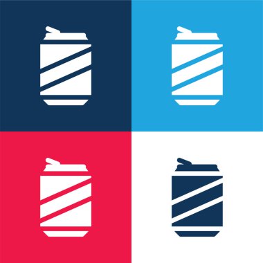 Bira mavi ve kırmızı dört renk minimal simge kümesi