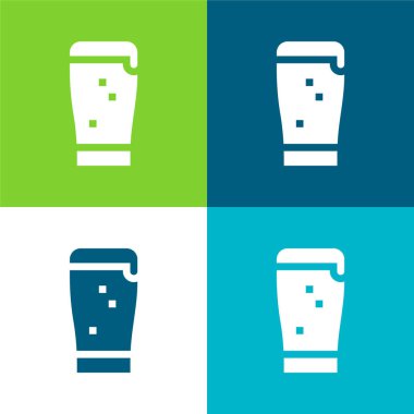 Siyah Bira Düz 4 renk simgesi seti