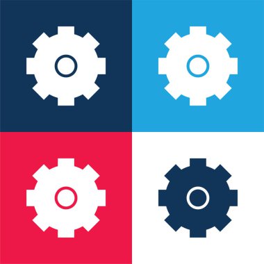 Big Cogwheel blue and red four color minimal icon set clipart