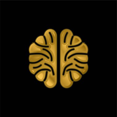 Beyin altın kaplamalı metalik simge veya logo vektörü