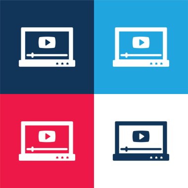 AD Video mavi ve kırmızı dört renk minimal simgesi