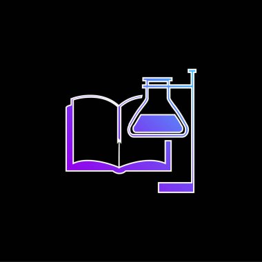Destekleyici mavi eğimli vektör simgesi ile Kitap ve Test Tüpü