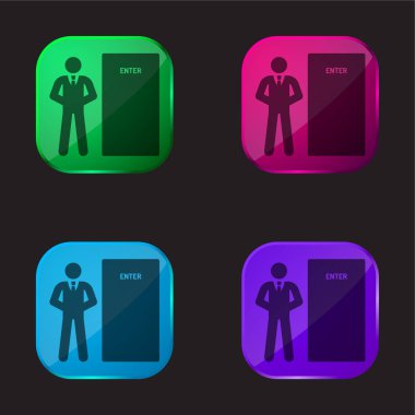 Bodyguard four color glass button icon clipart