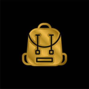 Sırt çantası altın kaplamalı metalik simge veya logo vektörü