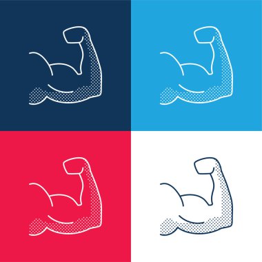 Biceps blue and red four color minimal icon set clipart