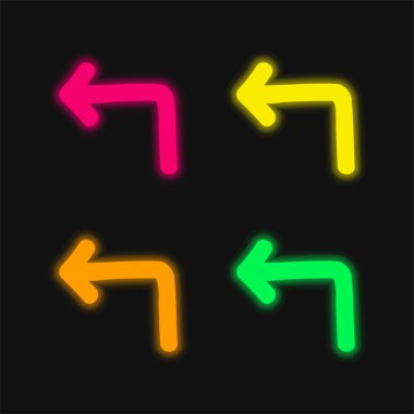 Sol El İşaretleme Arkası Sembolü Dört Renkli Parlak neon vektör simgesi