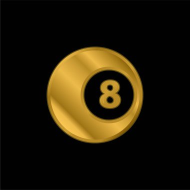 Siyah Sekiz Bilardo Topu Altın kaplama metalik simge veya logo vektörü