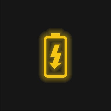 Batarya şarjı sarı parlak neon simgesi