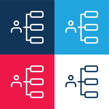Boss blue and red four color minimal icon set clipart