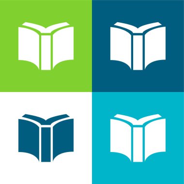 Siyah Kapak Kitabı Geri Görünüm Düz Düz 4 renk simgesi seti