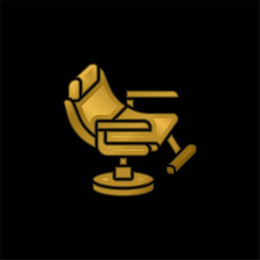 Berber Sandalyesi altın kaplama metalik simge veya logo vektörü