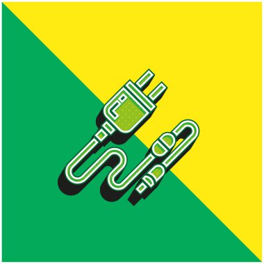 Pil Yeşil ve Sarı modern 3D vektör simgesi logosu