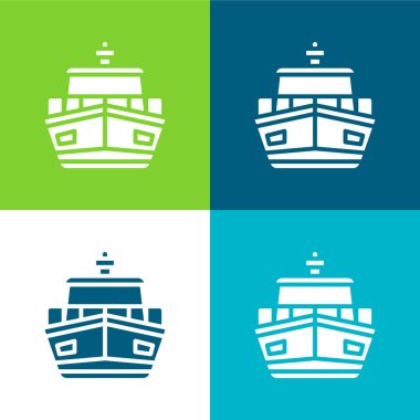 Boat Flat four color minimal icon set clipart