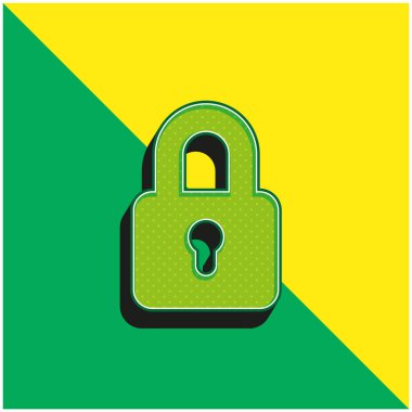 Big Lock Green and yellow modern 3d vector icon logo clipart