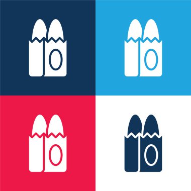 Ekmek mavisi ve kırmızı dört renk minimal simge kümesi