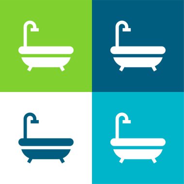 Küvet Düz 4 renk simgesi seti