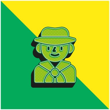 Boy Scout Green and yellow modern 3d vector icon logo clipart