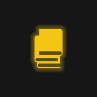 Kitap Yığını Siyah Kapaklar Sarı parlak neon simgesi