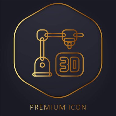 3d Printing golden line premium logo or icon clipart