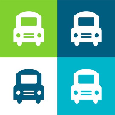 Büyük Otobüs Önü Düz 4 renk en küçük simge kümesi