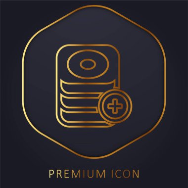 Veritabanı altın çizgi premium logosu ya da simgesi ekle
