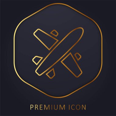 Uçak altın çizgisi prim logosu veya simgesi