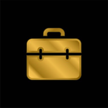 Evrak çantası altın kaplama metalik simge veya logo vektörü