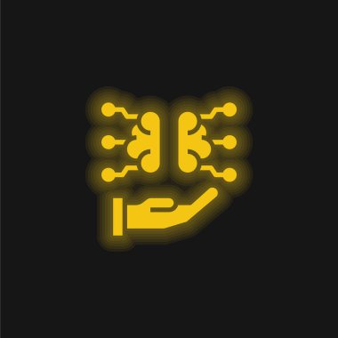 Beyin sarısı parlak neon simgesi