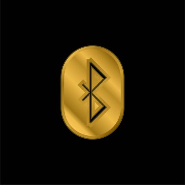 Bluetooth İşaret Altın kaplama metalik simge veya logo vektörü