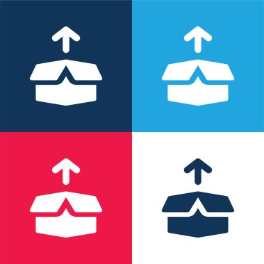 Ok mavi ve kırmızı dört renk minimal simge kümesi