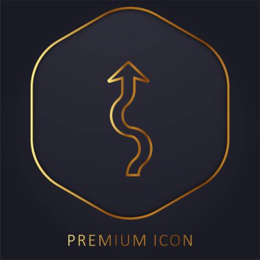 Ok Kıvrımlı altın çizgi prim logosu veya simgesi