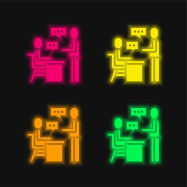 Assigment four color glowing neon vector icon clipart