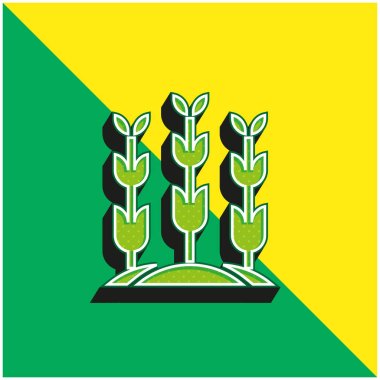 Tarım Yeşil ve Sarı Modern 3D vektör simgesi logosu