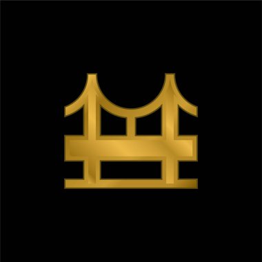 Köprü altın kaplama metalik simge veya logo vektörü