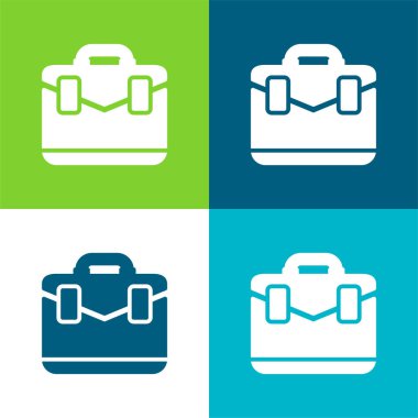 Evrak çantası Düz 4 renk minimal simgesi seti