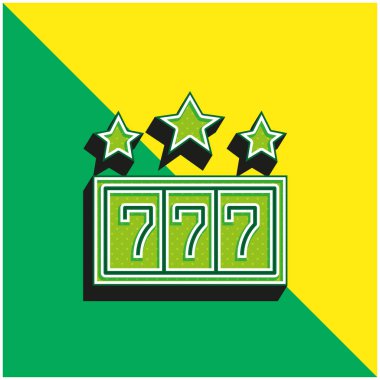 777 Yeşil ve sarı modern 3D vektör simgesi logosu