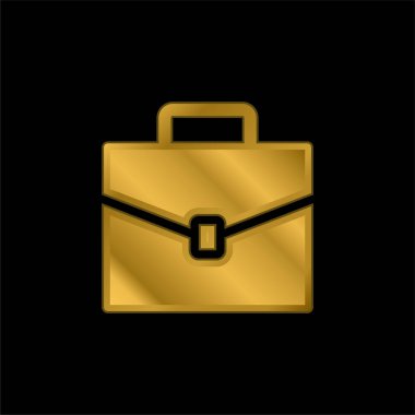 Evrak çantası altın kaplama metalik simge veya logo vektörü