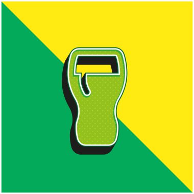 Bira Camı Yeşil ve Sarı 3D vektör simgesi