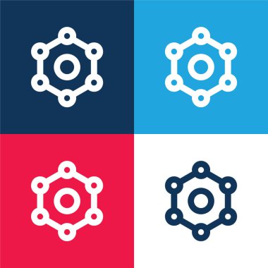 Benzene blue and red four color minimal icon set clipart